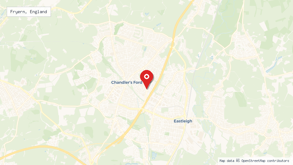 Street map of Fryern, England with location pin