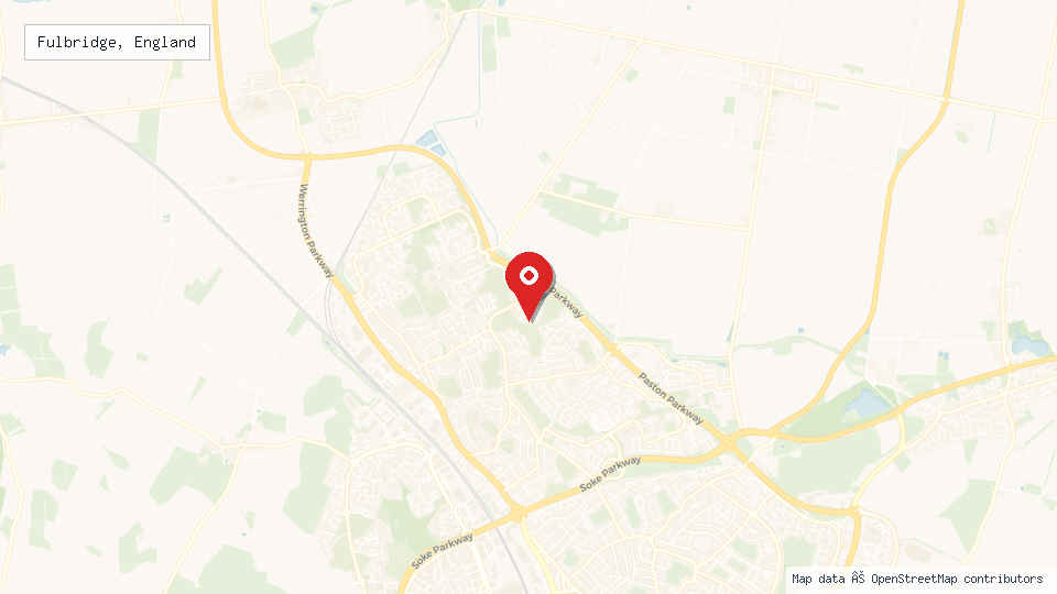 Street map of Fulbridge, England with location pin