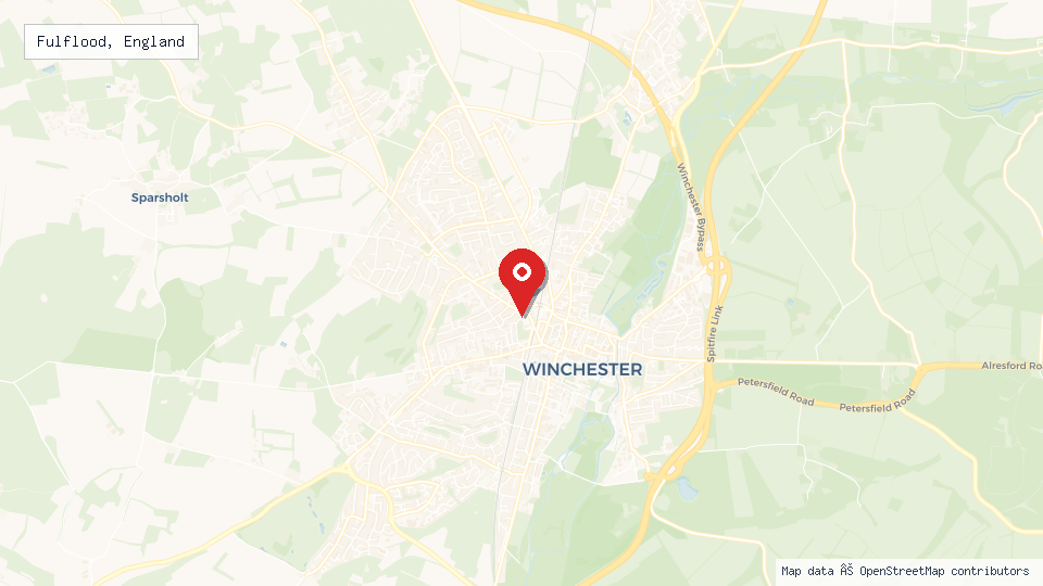 Street map of Fulflood, England with location pin