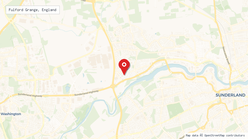 Street map of Fulford Grange, England with location pin