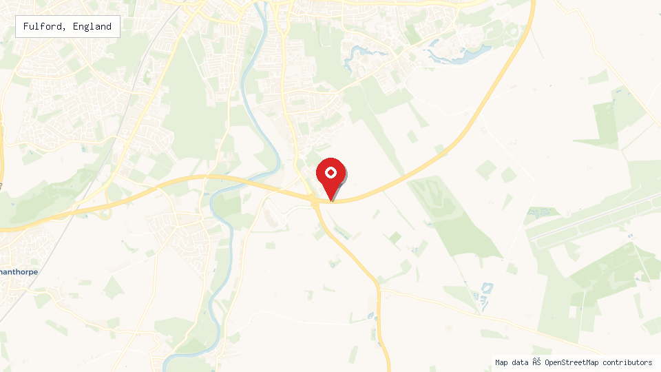 Street map of Fulford, England with location pin