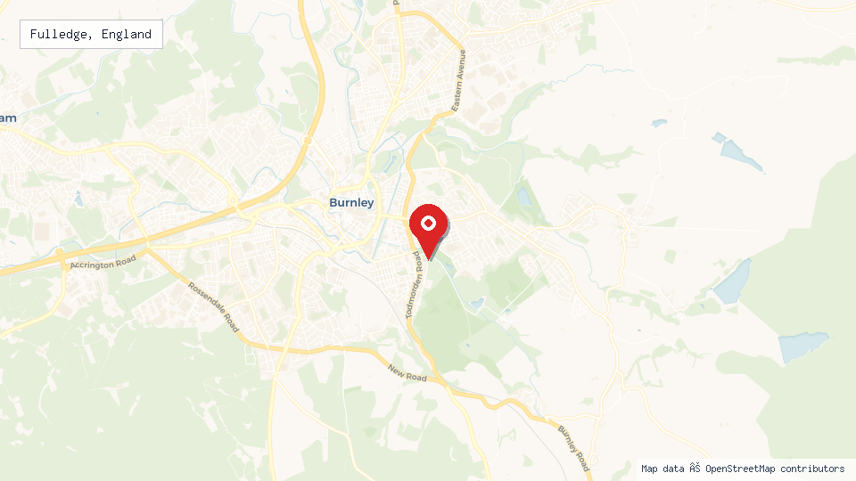 Street map of Fulledge, England with location pin