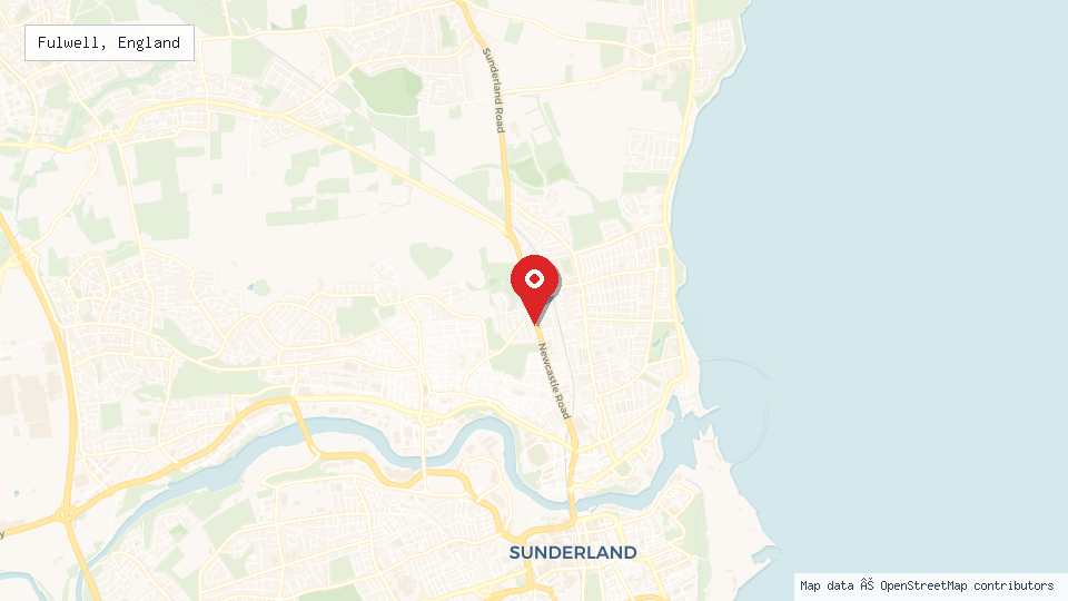 Street map of Fulwell, England with location pin