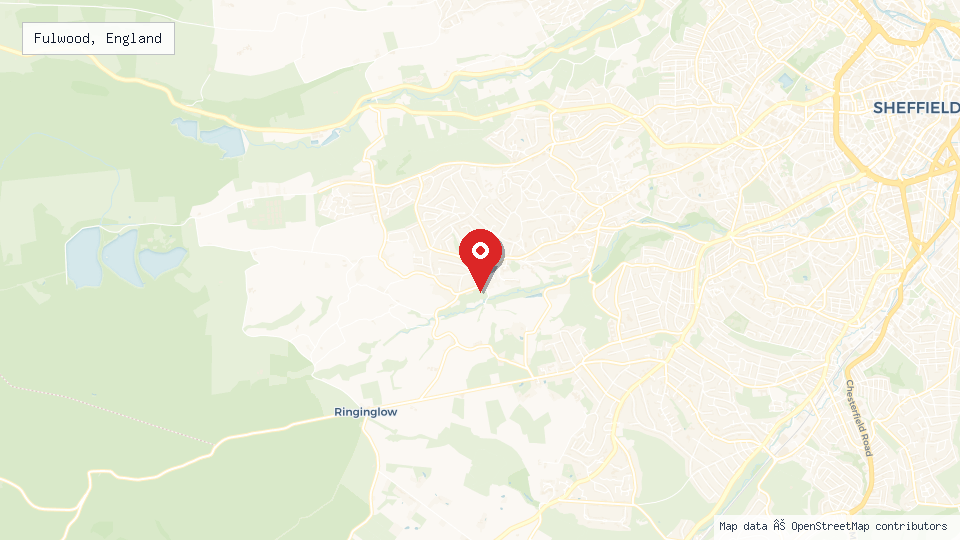 Street map of Fulwood, England with location pin