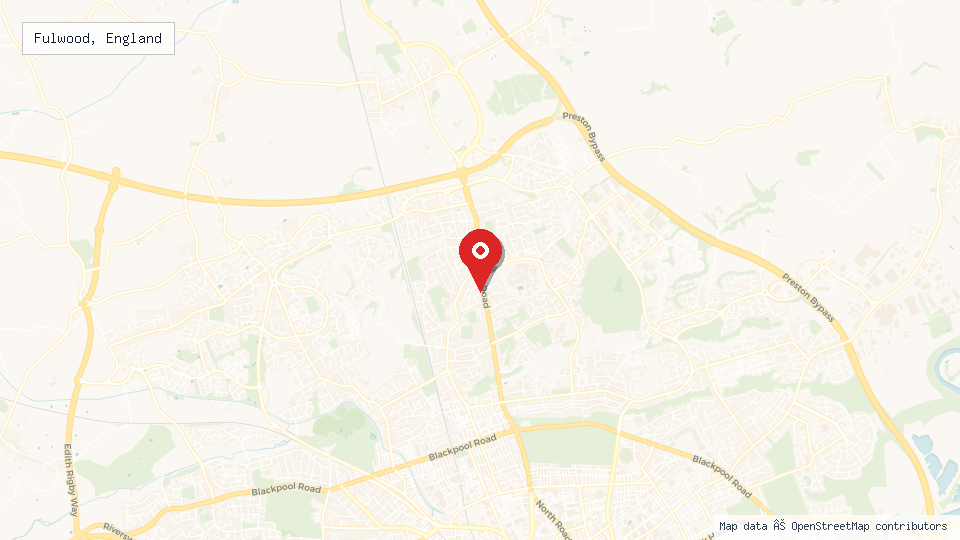 Street map of Fulwood, England with location pin