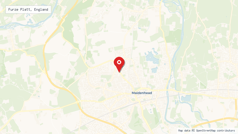 Street map of Furze Platt, England with location pin