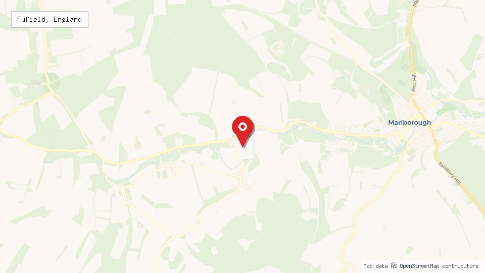 Street map of Fyfield, England with location pin