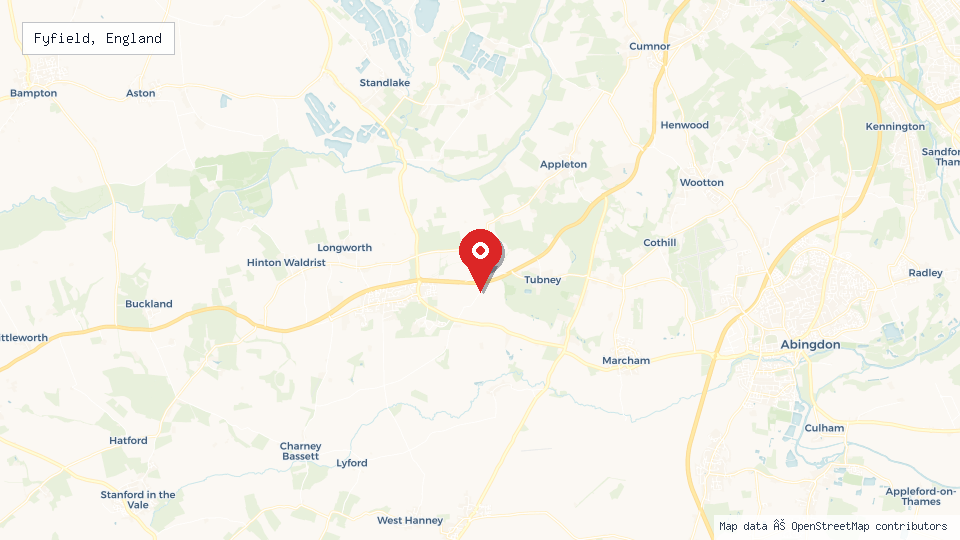 Street map of Fyfield, England with location pin