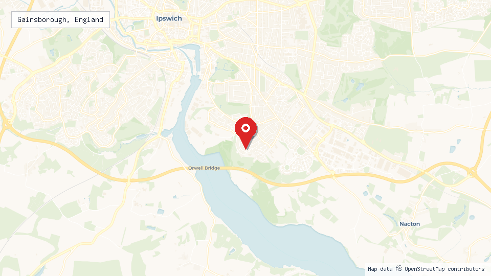 Street map of Gainsborough, England with location pin