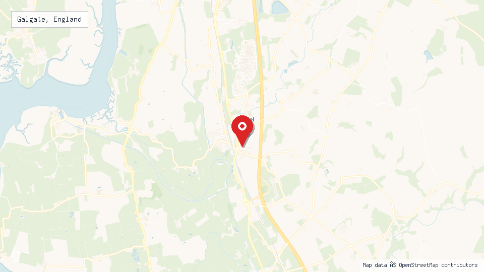 Street map of Galgate, England with location pin