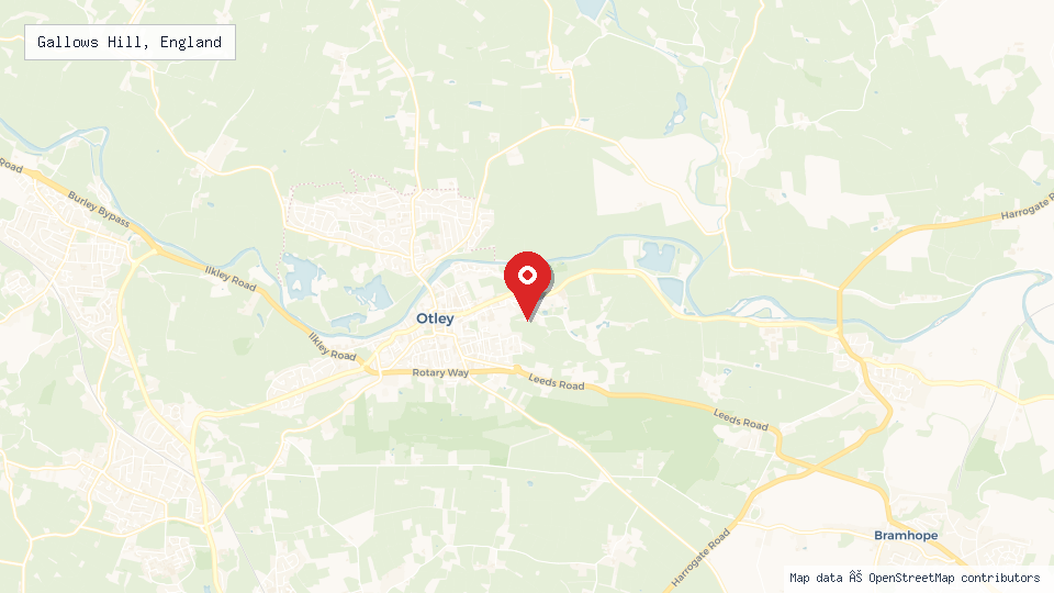 Street map of Gallows Hill, England with location pin