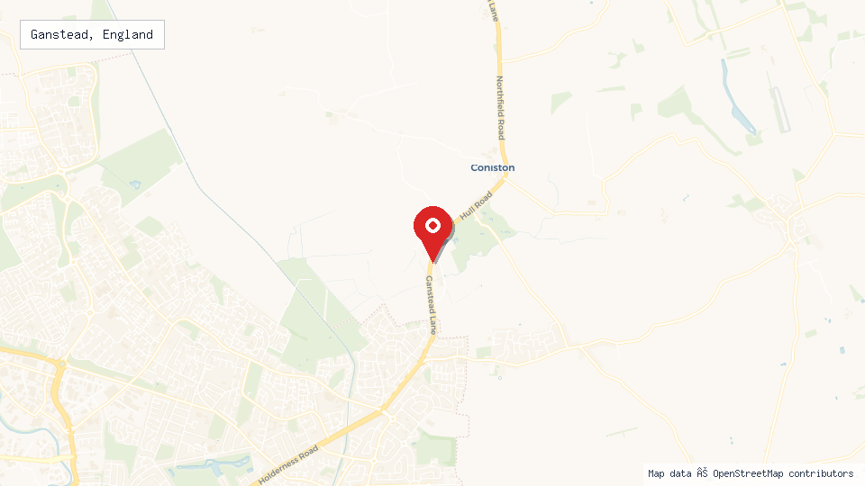 Street map of Ganstead, England with location pin