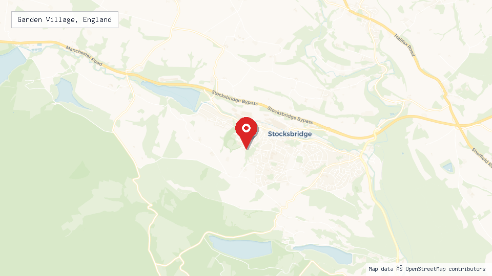 Street map of Garden Village, England with location pin