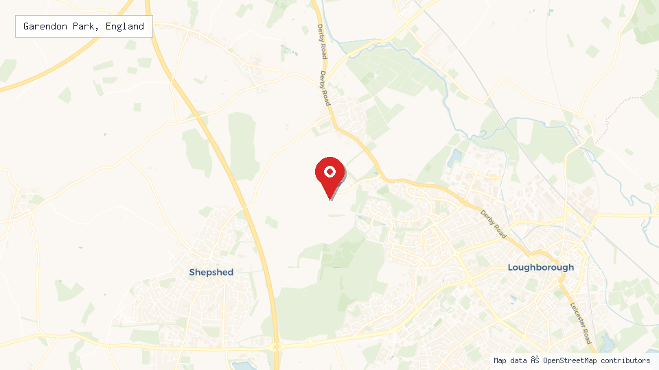 Street map of Garendon Park, England with location pin
