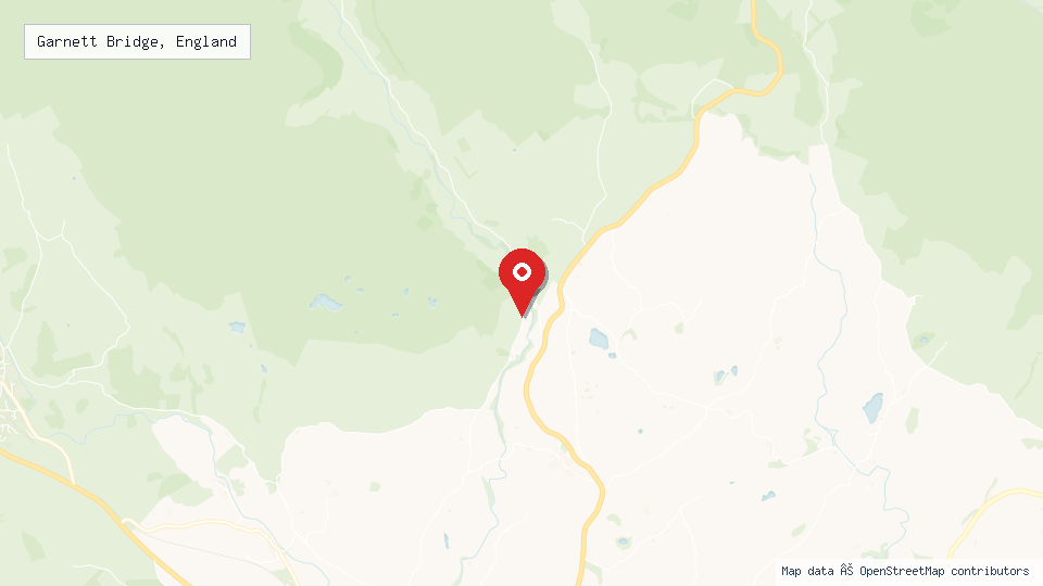 Street map of Garnett Bridge, England with location pin