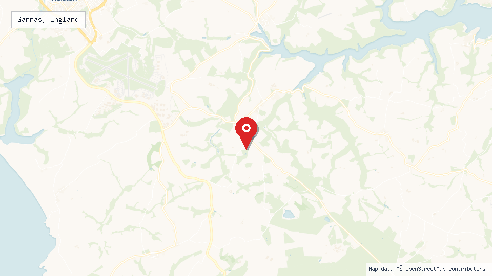 Street map of Garras, England with location pin