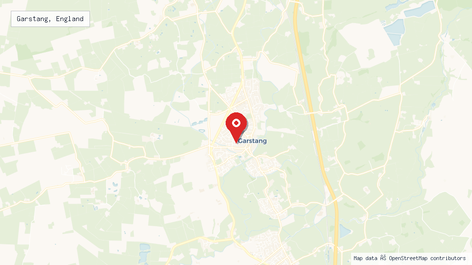Street map of Garstang, England with location pin