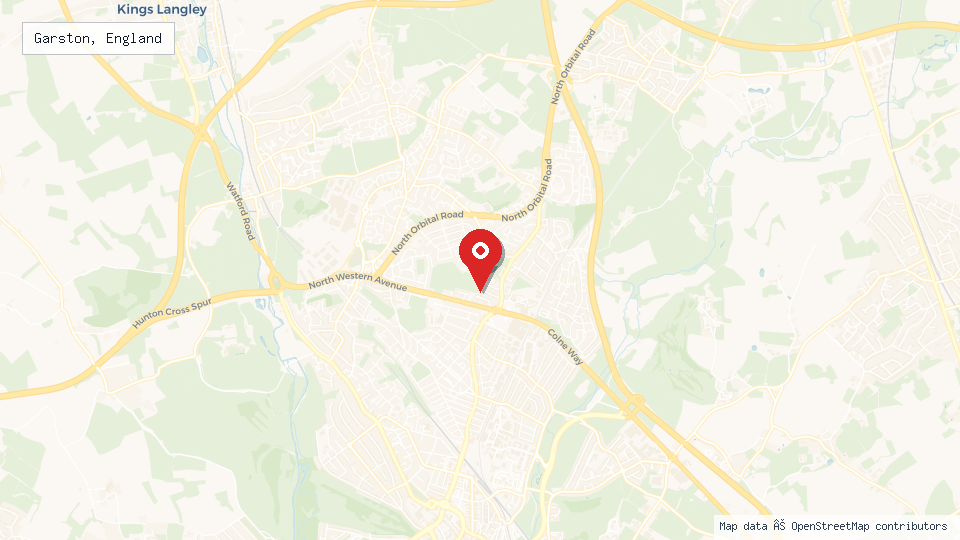 Street map of Garston, England with location pin