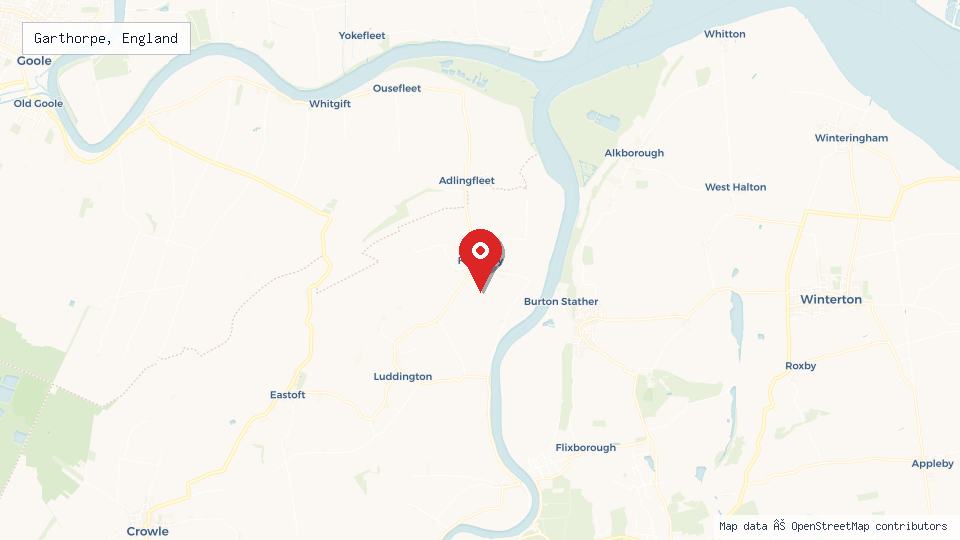 Street map of Garthorpe, England with location pin