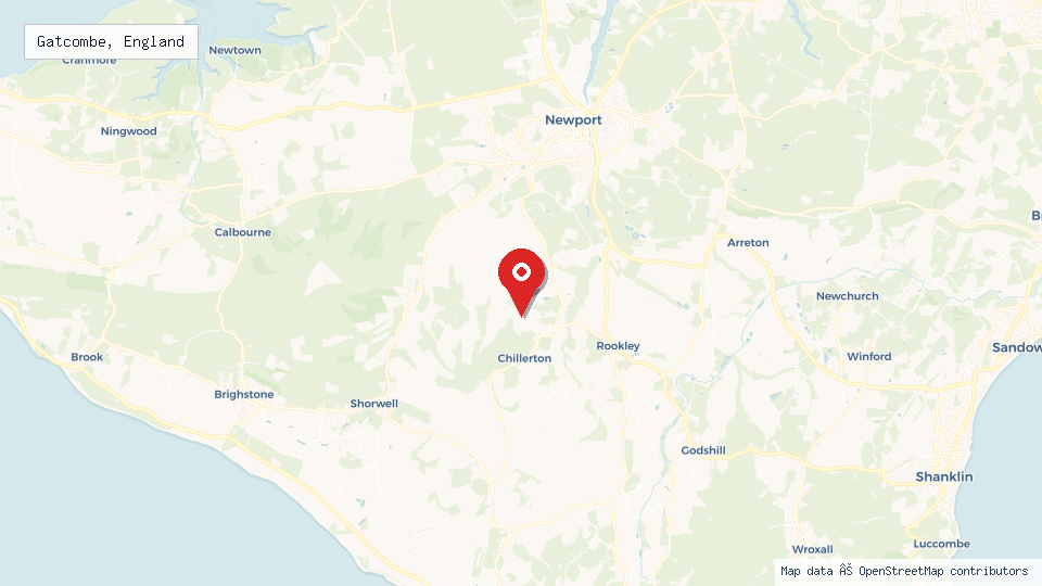 Street map of Gatcombe, England with location pin