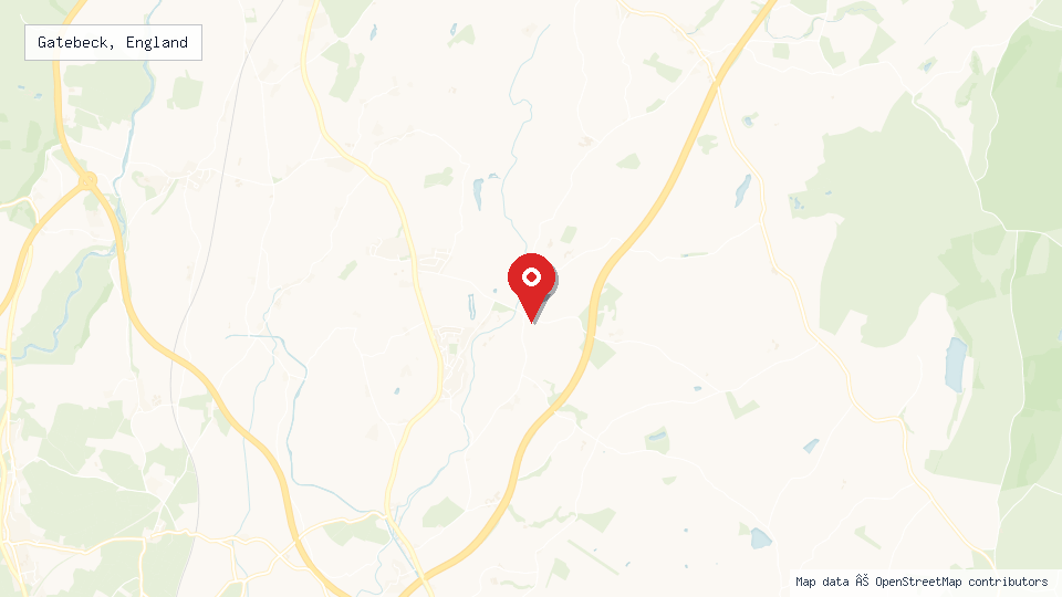 Street map of Gatebeck, England with location pin