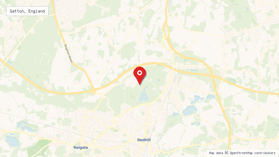 Street map of Gatton, England with location pin