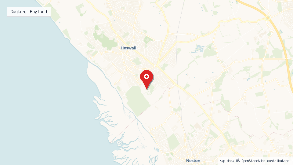 Street map of Gayton, England with location pin