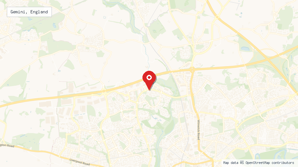 Street map of Gemini, England with location pin