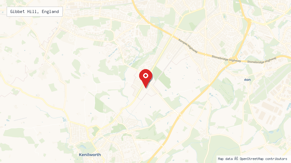 Street map of Gibbet Hill, England with location pin