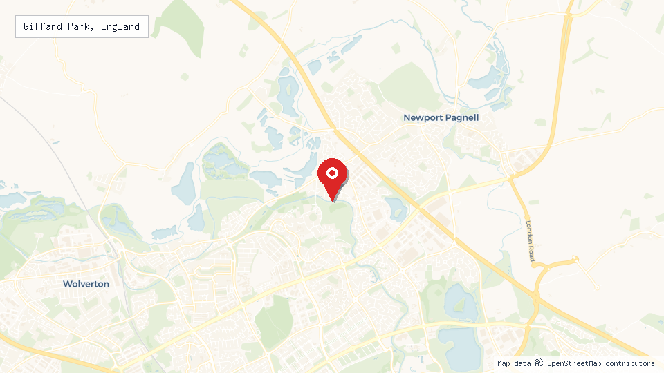 Street map of Giffard Park, England with location pin