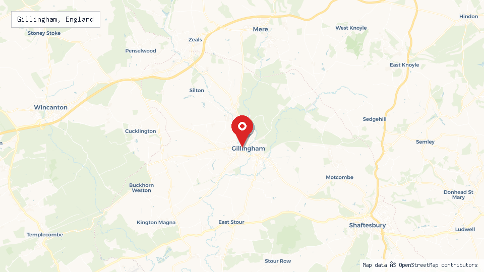 Street map of Gillingham, England with location pin