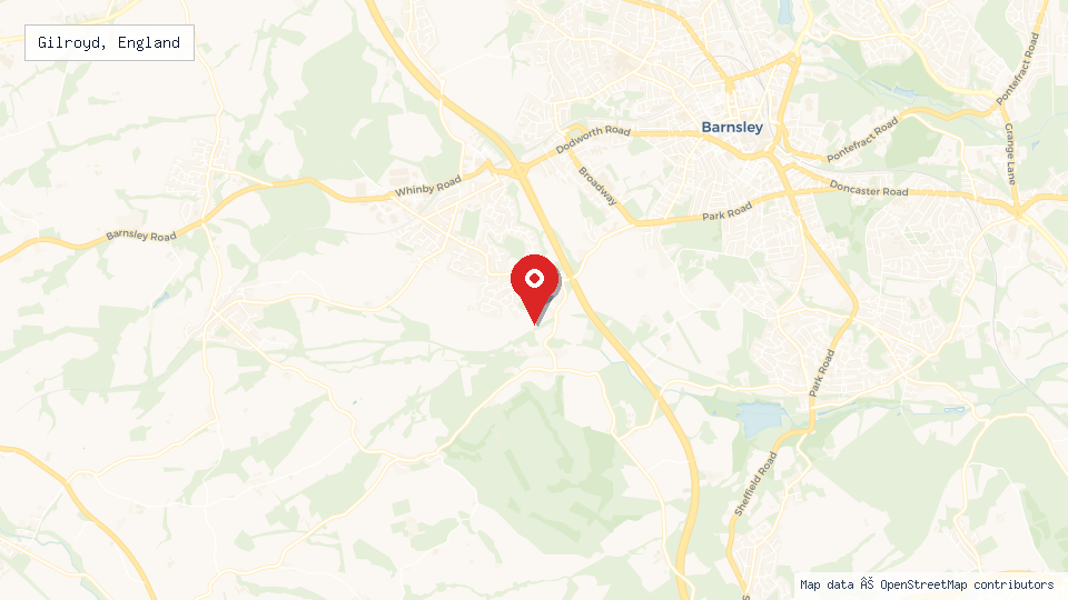 Street map of Gilroyd, England with location pin