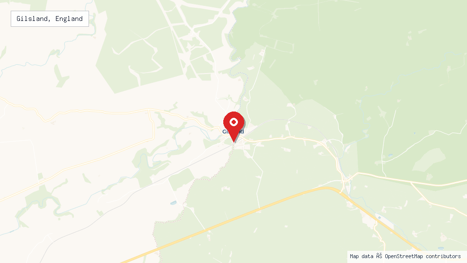Street map of Gilsland, England with location pin