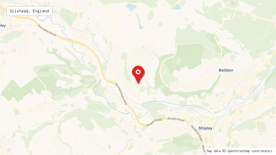 Street map of Gilstead, England with location pin