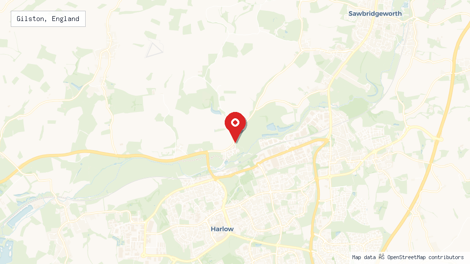 Street map of Gilston, England with location pin