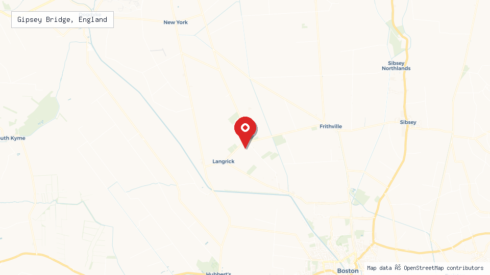 Street map of Gipsey Bridge, England with location pin