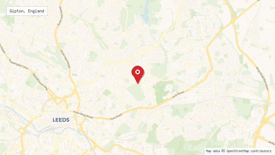 Street map of Gipton, England with location pin