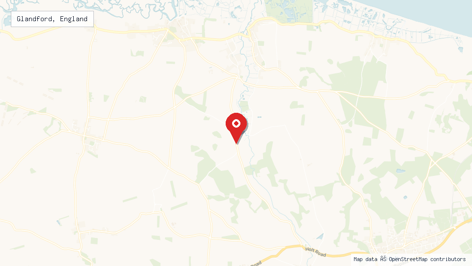Street map of Glandford, England with location pin