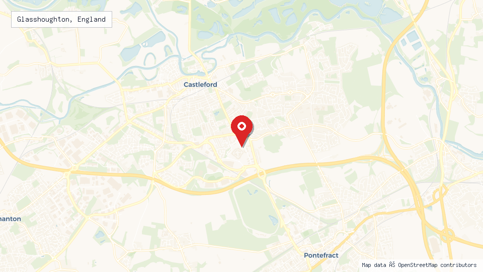 Street map of Glasshoughton, England with location pin