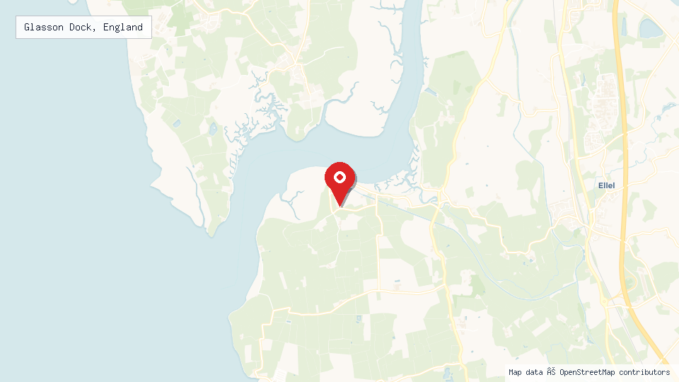 Street map of Glasson Dock, England with location pin