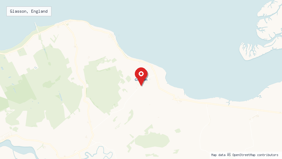 Street map of Glasson, England with location pin