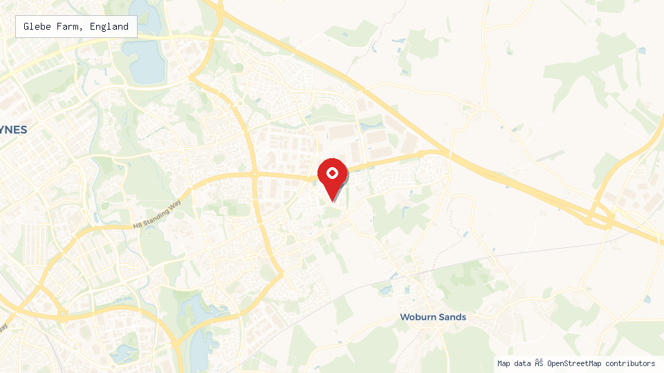 Street map of Glebe Farm, England with location pin