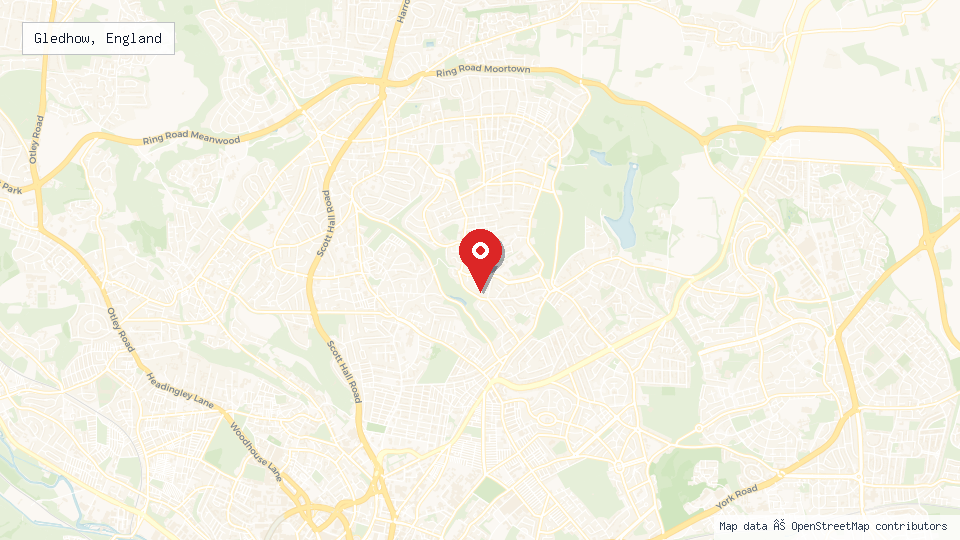 Street map of Gledhow, England with location pin