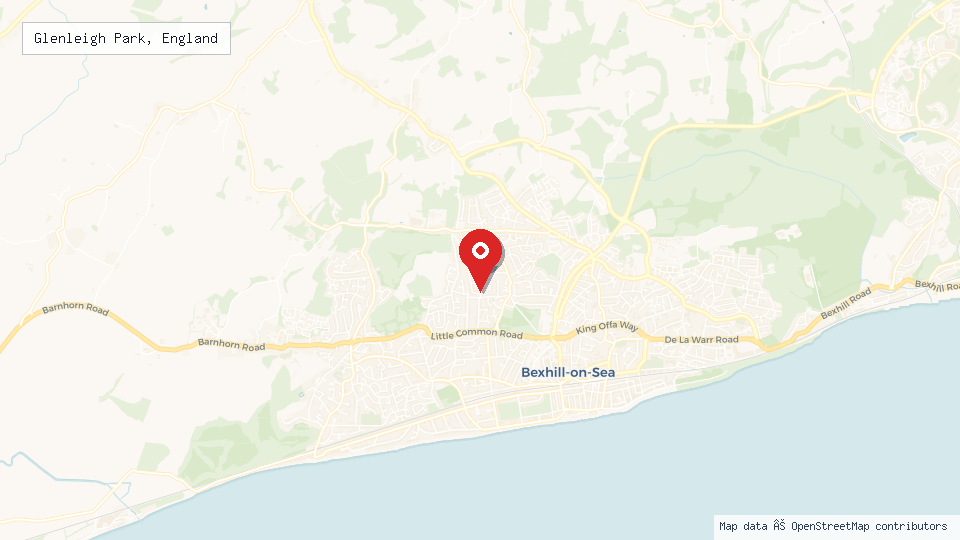 Street map of Glenleigh Park, England with location pin