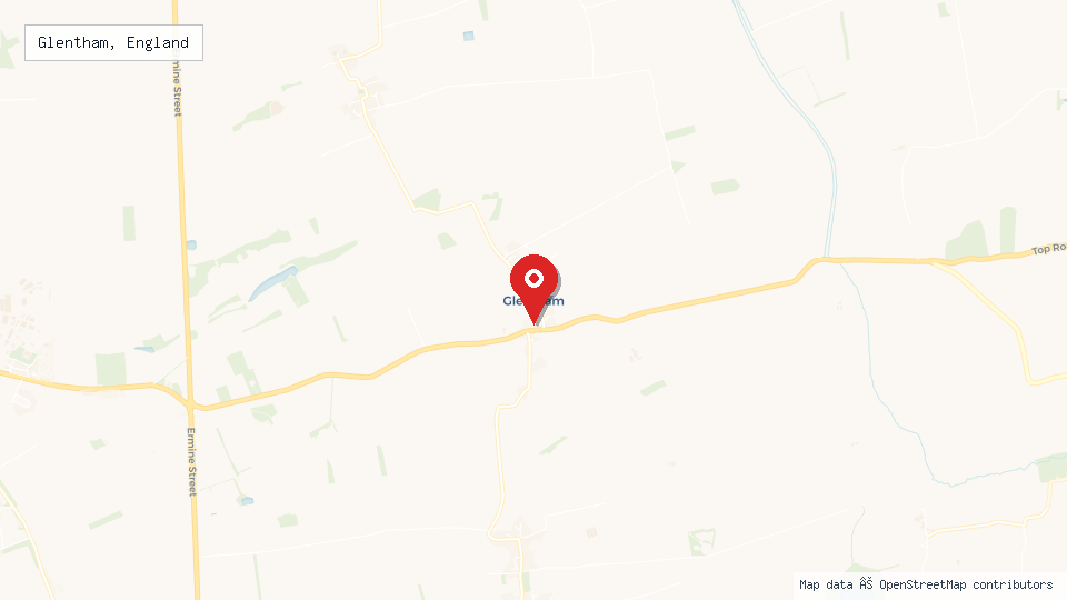 Street map of Glentham, England with location pin