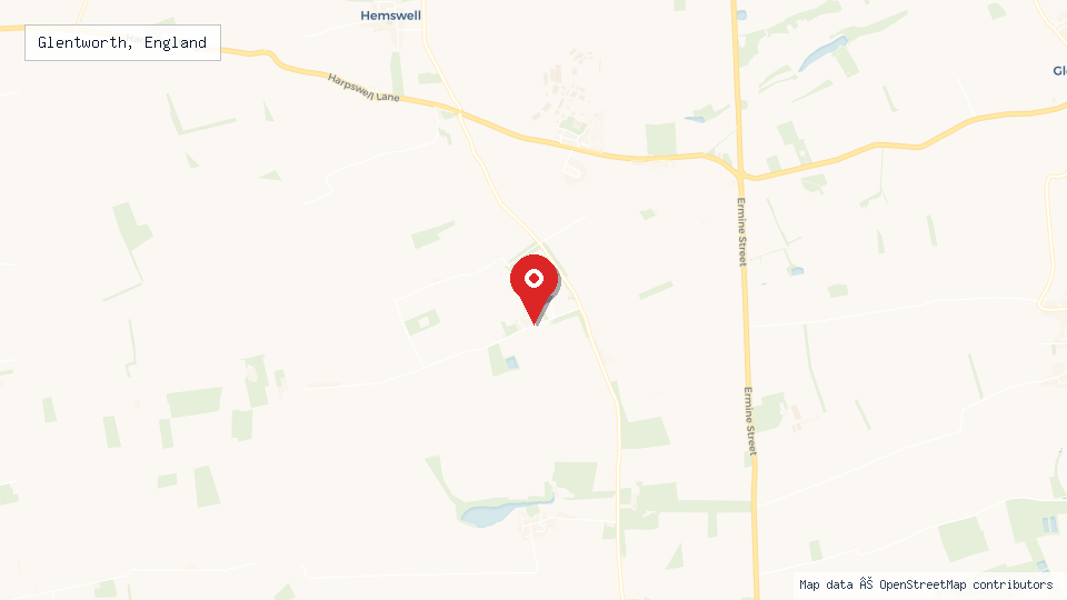 Street map of Glentworth, England with location pin