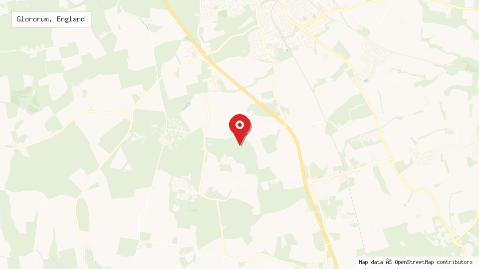 Street map of Glororum, England with location pin