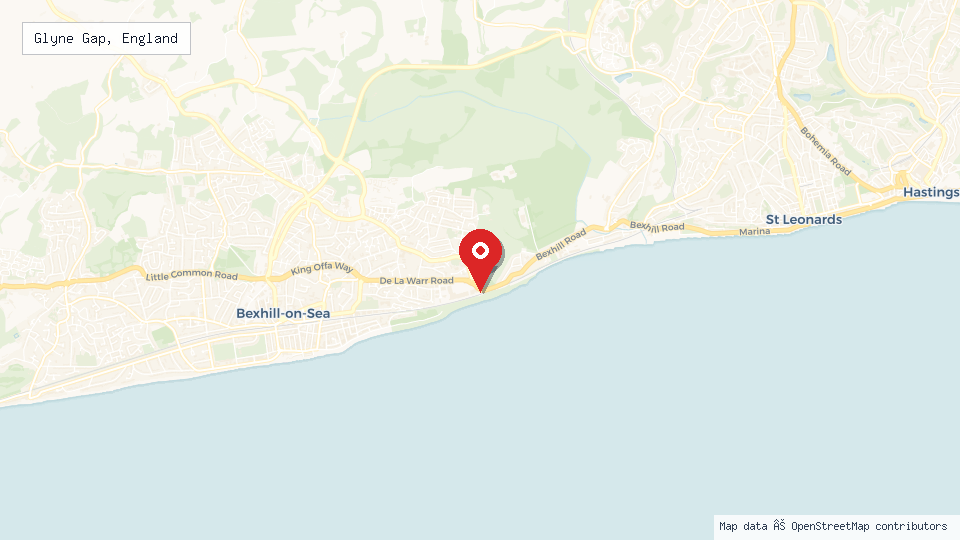 Street map of Glyne Gap, England with location pin