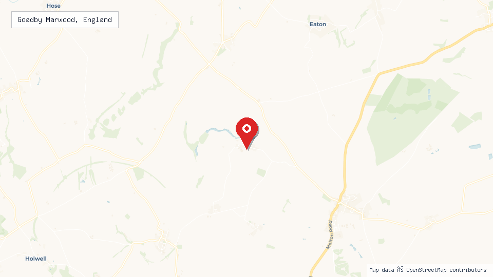 Street map of Goadby Marwood, England with location pin