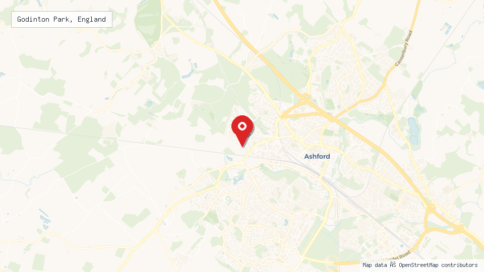 Street map of Godinton Park, England with location pin